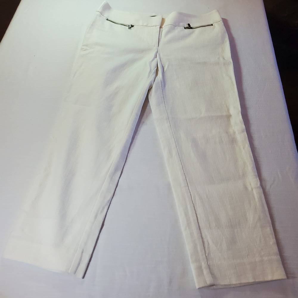 Ann Taylor LOFT Womens Size 2P Marisa Cropped Pants Off White Cream Stretch